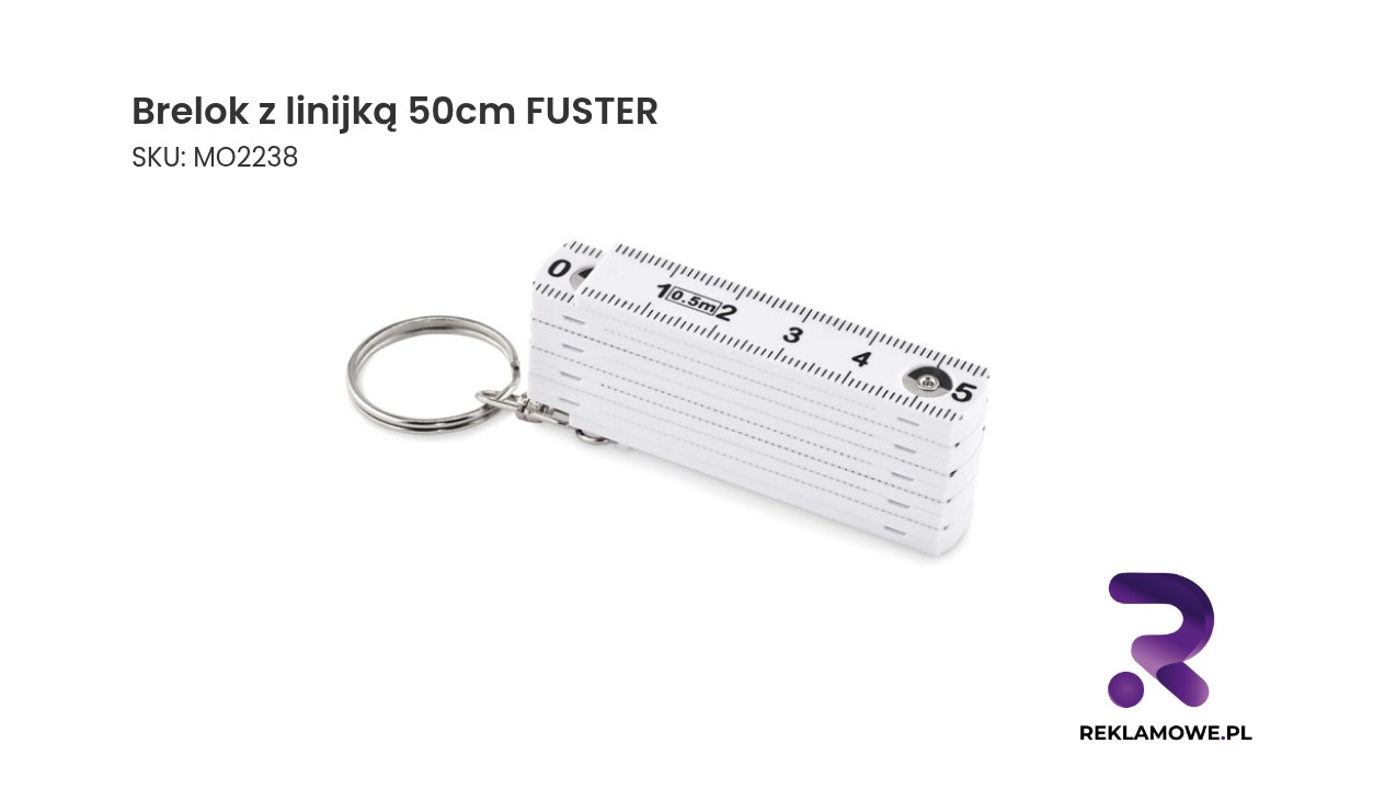 Brelok z linijką 50cm FUSTER Brelok z linijką 50 cm FUSTER – praktyczny brelok z miarką