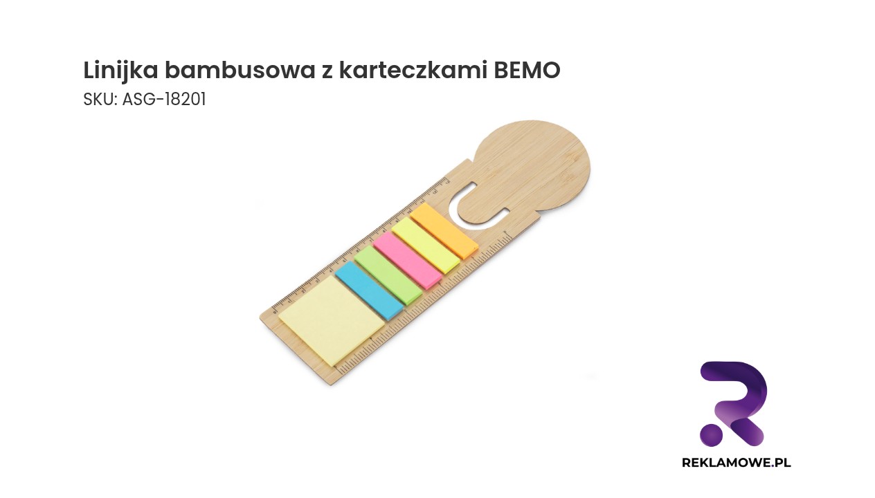 Linijka bambusowa z karteczkami BEMO Linijka bambusowa z karteczkami BEMO – ekologiczna linijka z notesem samoprzylepnym